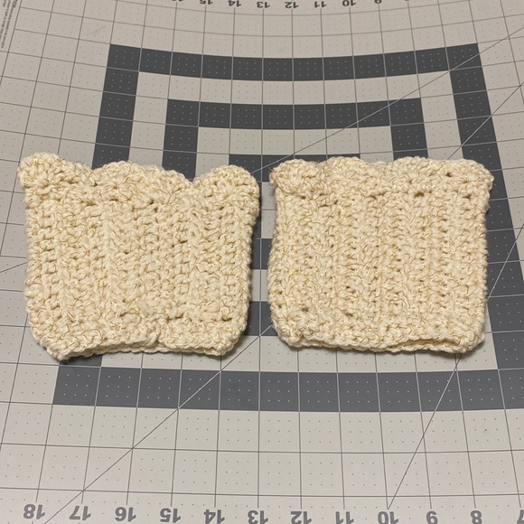 Cream Boot Cuffs Hand Crocheted - Picture 3 of 3